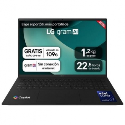 Portátil LG Gram 16ZD90T-G AX88B Intel Core Ultra 7-255H/ 32GB/ 1TB SSD/ 16/ Sin Sistema Operativo