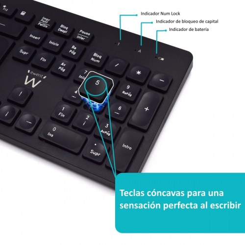 Ewent EW3256 teclado y raton inalámbrico Español Negro