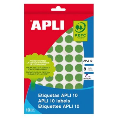 APLI Paq.616 etiquetas escritura manual redondas 13mm verde