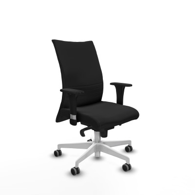 Albacete confidente XL sincro similpiel negro brazos 1D cromados base blanca ruedas 65mm engomadas