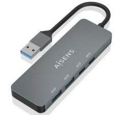 Hub USB 3.2 Aisens A106-0696/ 2xUSB/ 2xUSB Tipo-C/ Gris