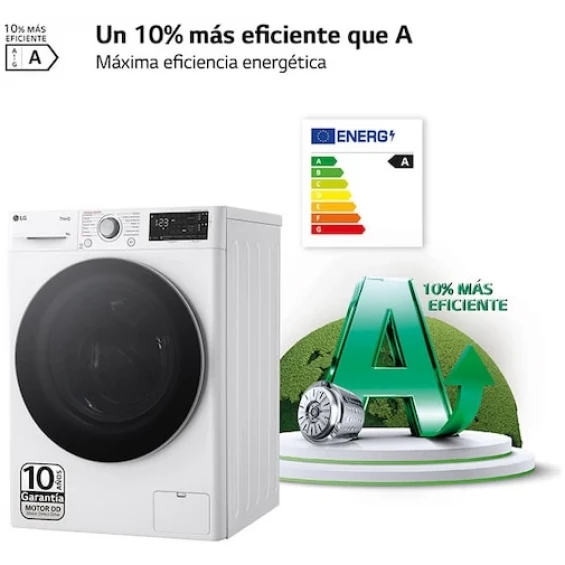 Lavadora LG F4WR5509A1W, 9 kg, 1400 rpm, clase A-10%, blanco - imagen 4