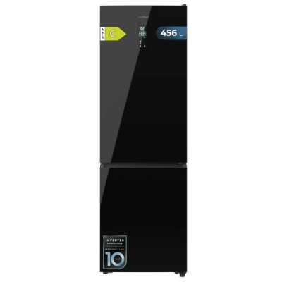 Cecotec Bolero CoolMarket Combi 456 Black Glass C Frigorifico Combi - Capacidad 456L - Compresor Inverter - Puerta de Cristal - Silencioso - Frio Envolvente - Clase C - 201x59.5cm - Color Negro