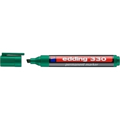 Edding 330 Rotulador Permanente - Punta Biselada - Trazo entre 1 y 5 mm. - Tinta casi Inodora - Capuchon con Clip - Secado Rapido - Color Verde