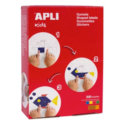 Apli Caja de 8.200 Gomets Redondos - 3 Medidas Ø 10 mm, Ø 15mm y Ø 23mm - Ideal Escuelas Infantiles y Colegios - Adhesivo Permanente - Colores Surtidos