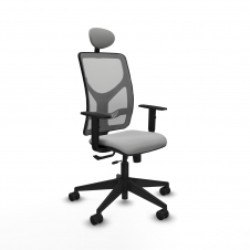 Piqueras y Crespo Motilla traslack malla gris bali gris claro brazos 1D base piramidal cabecero fijo ruedas 65mm nailon