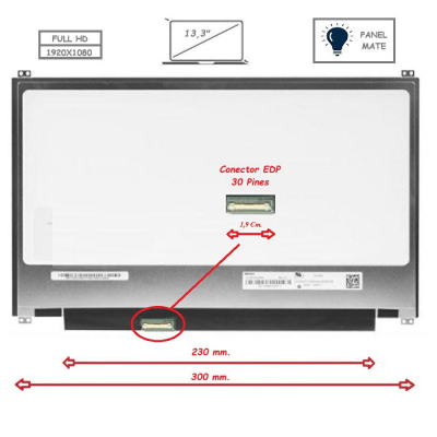 Pantalla para portátil LED 13.3 Slim 30 pines Full HD IPS Mate