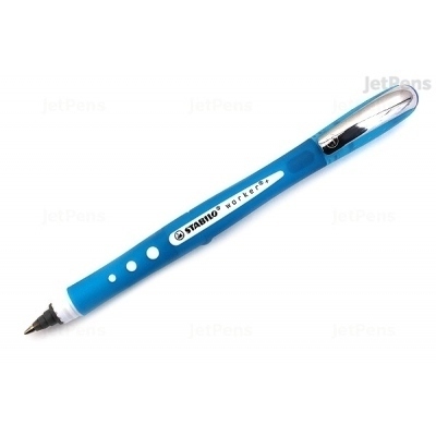 Stabilo Worker+ Colorful Boligrafo de Tinta Liquida - Trazo 0.5mm - Escritura Suave y Precisa - Cuerpo Entero de Caucho - Color Azul