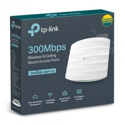 Punto de Acceso Inalámbrico TP-Link EAP110 PoE 300Mbps/ 2.4GHz/ Antenas de 4dBi/ WiFi 802.11n/b/g
