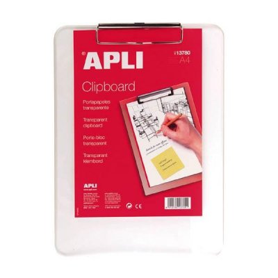 Apli Portabloc con pinza - PP - 23 x 32 cm - Color transparente