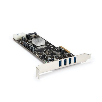 Adaptador Tarjeta PCI Express PCI-E 4 Puertos USB 3.0 UASP 2 Canales de 5Gbps con Alimentación Molex SATA