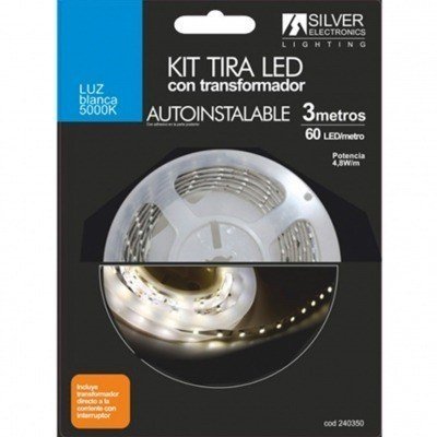 Kit tira led silver electronics 300 lm - m - 3m - 12v - 4.8w - m - 5000k - luz blanca