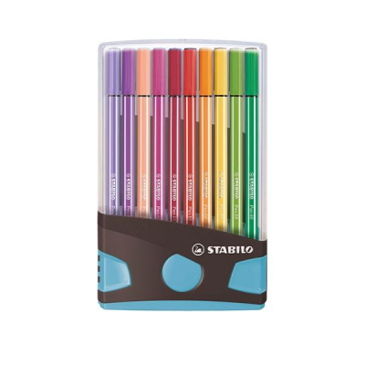 STABILO Rotulador Pen 68 Antracita azul - Trazo 1 mm - Colores surtidos - 20 ud
