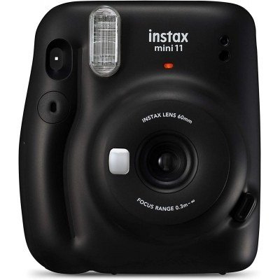 Fujifilm Instax Mini 11 Charcoal Gray Camara Instantanea - Tamaño de Imagen 62x46mm - Flash Auto - Mini Espejo para Selfies - Correa de Mano y 2 Botones de Obturador Diferentes