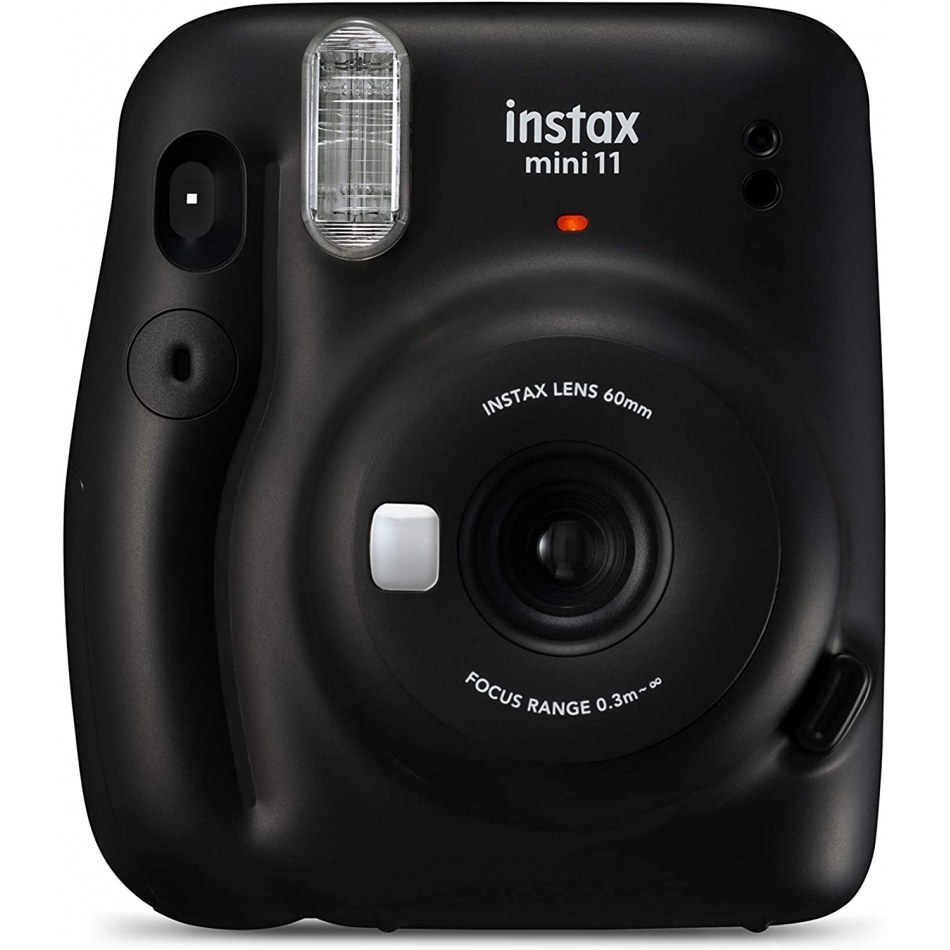 Fujifilm Instax Mini 11 Charcoal Gray Camara Instantanea - Tamaño de Imagen 62x46mm - Flash Auto - Mini Espejo para Selfies - Correa de Mano y 2 Botones de Obturador Diferentes