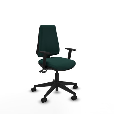 Elche AS similpiel verde botella brazos 1D base piramidal ruedas nailon 65mm