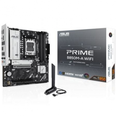Asus Prime B850M-A WIFI Placa Base AM5 -WiFi, Bluetooth, 4x DDR5, 3x M2, 4x Sata III, PCIe 3.0, 4.0, USB 2.0, 3.2, USB-C, RJ-45, HDMI, DisplayPort - Factor de Forma MicroATX
