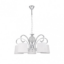 Lampara Bogota 5xe14 Cromo Pantalla Blanca Regx57x57 Cm