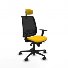 Piqueras y Crespo Alares sincro malla negra bali amarillo brazos 1D base nailon cabecero 2D ruedas 65 mm nailon