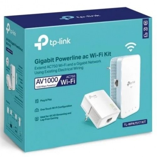 Adaptador Powerline TP-Link TL-WPA7517 Kit 1000Mbps/ Alcance 300m/ Pack de 2