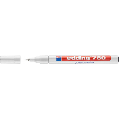 Edding 780 Rotulador Permanente de Tinta Opaca - Punta Redonda - Trazo 0.8mm - Puntas de Recambio Disponibles - Secado Rapido - Color Blanco