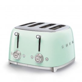 Tostador Smeg TSF03PGEU, 4 ranuras, 6 niveles, 2000W, verde claro