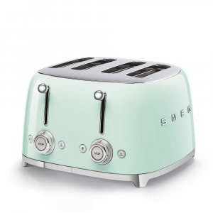 Tostador Smeg TSF03PGEU, 4 ranuras, 6 niveles, 2000W, verde claro
