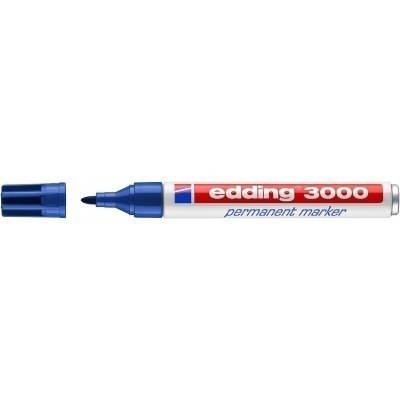 Edding 3000 Rotulador permanente - Punta redonda de 1.5mm - Trazo entre 1.5mm y 3.0mm - Recargable - Secado Instantaneo - Color Azul