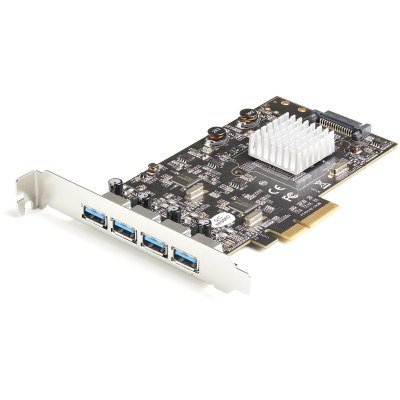 Tarjeta PCIe de 4 Puertos USB-A - Tarjeta PCI Express de Expansión USB Tipo A 3.2 Gen 2 de 10Gb con 2 Controladores - 4x USB-A - Tarjeta Adaptadora PCIe USB - Win/Mac/Linux