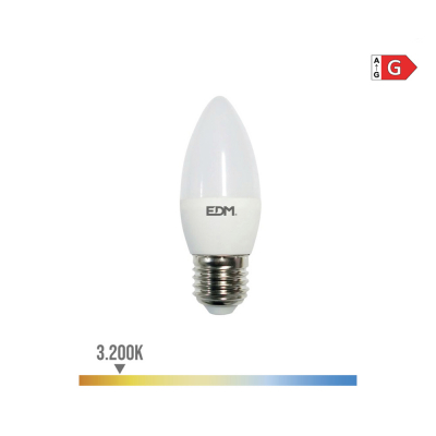 Bombilla vela led e27 5 w 400 lm 3200 k luz calida ø3,5 x 10 cm