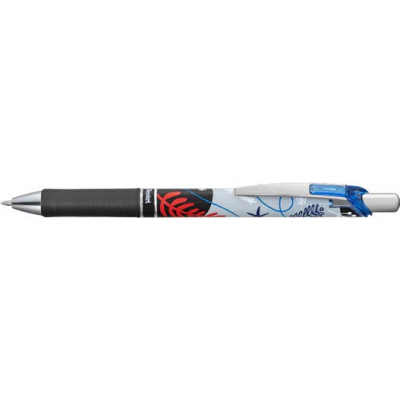Pentel Energel Boligrafo de Tinta Gel Retractil 0.7mm - Trazo 0.35mm - Recargable - Grip de Agarre - Tinta Color Azul - Diseños Florales Japoneses