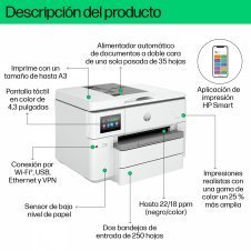 HP OfficeJet Pro Impresora multifunción HP 9730e de formato ancho, Color, Impresora para Oficina pequeña, Impresión, copia, escáner, HP+; Compatib