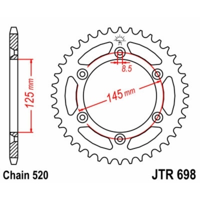 Corona JT 698 de acero con 42 dientes JTR698.42