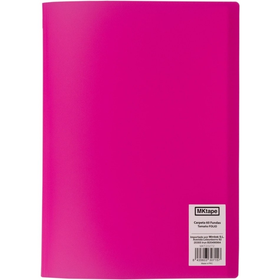 MKtape Carpeta con 60 Fundas Portadocumentos - Tamaño Folio - Color Rosa Fucsia