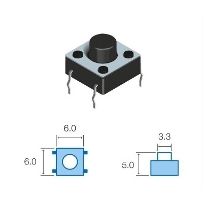 Pulsador Tacto 6x6mm Largo 5,0mm 5 patillas