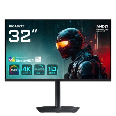 GIGABYTE MO32U 31,5 Monitor Gaming OLED 4K UHD - 3840 x 2160, 165Hz, 0.03ms, 250 cd/m², Display HDR True Black 400, HDMI 2.1, DisplayPort 1.4
