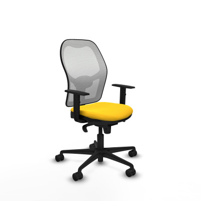 Jorquera sincro malla blanca similpiel amarillo brazos 1D base nailon ruedas 65mm nailon
