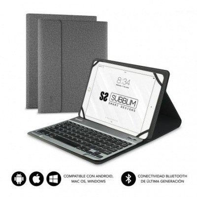 Funda con Teclado Subblim Keytab Pro Bluetooth para Tablets de 10.1-10.8/ Gris