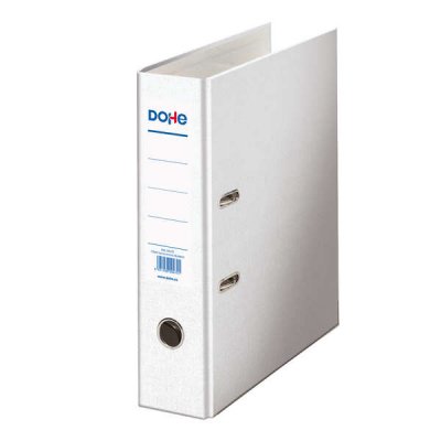 Dohe Archivador de Palanca Tamaño Folio - Lomo Ancho 70mm - Ollao, Rado y Tarjetero en el Lomo - Carton Forrado con Polipropileno - Cantoneras Metalicas - Color Blanco