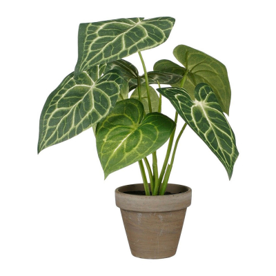 Planta artificial caladium oreja de elefante verde con maceta ø21x28cm
