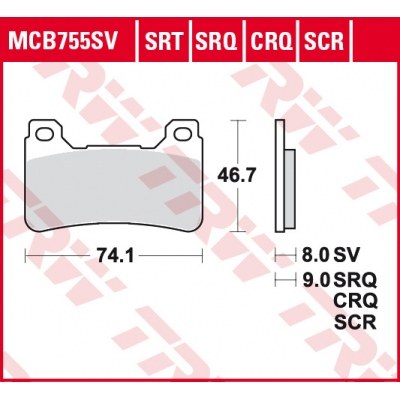 Pastillas de freno delanteras sinterizadas serie SRT TRW MCB755SRT