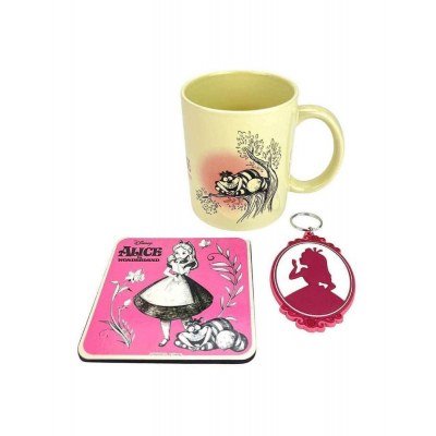 Set de taza posavasos y llavero disney alice in wonderland vintage