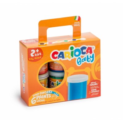 Carioca Tempera Baby Pack de 6 Botes de Pintura de Dedos 2+ - Lavable - Atoxica - sin Olor - Maxima Creatividad y Diversion - Color Varios