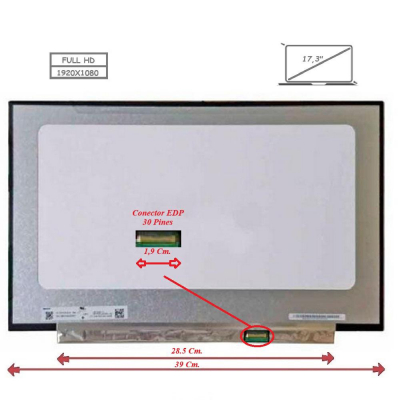 Pantalla para portátil LED 17.3\ Slim 30 Pines Full HD Sin Brackets
