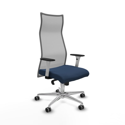 Albacete malla sincro malla gris similpiel azul marino brazos blancos base aluminio ruedas 65mm engomadas