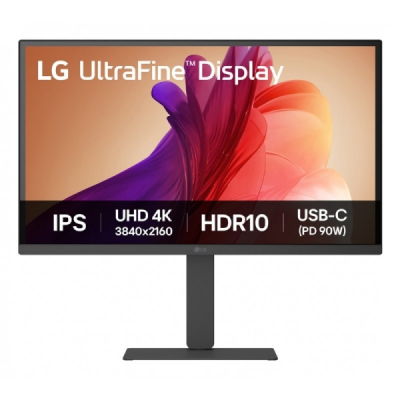 LG Monitor LED 27 IPS UHD 4K 60Hz HDR 10 - Respuesta 5ms - Ajustable en Altura, Inclinable y Giratorio - Altavoces 2 x 5W - 16:9 - HDMI, DisplayPort, USB-C, USB-A - VESA 100x100