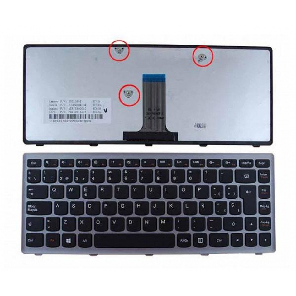 Teclado para portátil Lenovo IdeaPad flex 14 / s410p / g400s con marco gris