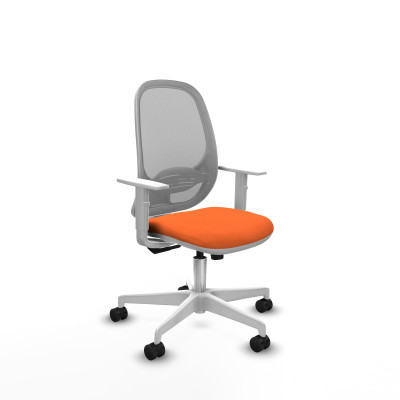 Cilanco blanca sincro malla gris bali naranja brazos blancos base blanca ruedas 65mm nailon