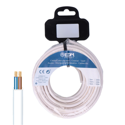 Carrete manguera plana 2 x 1,50 mm² blanca, 20 m