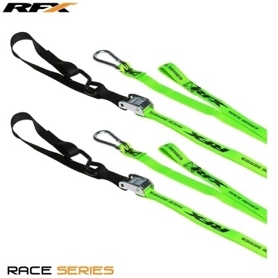 Correas de amarre RFX serie Race 1.0 (Hi-Viz/negro) con bucle adicional y clip de mosquetón FXTD3000055HV